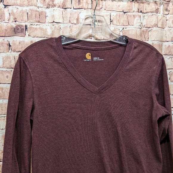 Carhartt Long Sleeve T-shirt V-Neck Size XS (0-2) - Picture 3 of 10